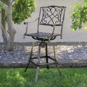 Cast Aluminum Swivel Bar Stool, Antique Copper Design