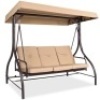 3-Seat Outdoor Canopy Swing Glider Furniture w/ Converting Flatbed Backrest. Appears New