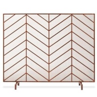 Single Panel Iron Chevron Fireplace Screen w/ Antique Finish - 38x31in. Appears New