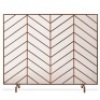 Single Panel Iron Chevron Fireplace Screen w/ Antique Finish - 38x31in. Appears New