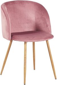 H.J WeDoo Velvet Upholstered Armchairs with Wood-Look Metal Legs, Rose Pink, 18.5"L x 19.9"W x 32.9"H, Set of 2