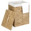 Water Hyacinth Woven Laundry Hamper Basket w/ Removable Liner, Lid. Appears New