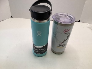 Lot of (2) Insulated Cups, Dents, Broken Lid, Cosmetic Damage, Ecommerce Return