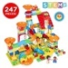 Kids 247-Piece Building Block Marble Run STEM Toy Track Set w/ Ramps, Slides. Appears New