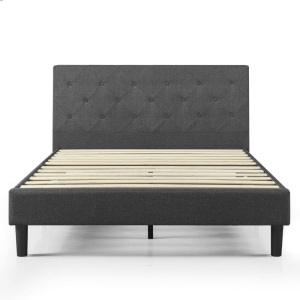 AmoLife Upholstered Platform Bed Frame with Wood Slat Support, Queen 