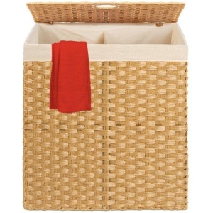 Double Laundry Hamper Basket w/ Easy Assembly, Liner Bag 