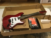 Beginner Electric Guitar Kit w/ Case, 10W Amp, Tremolo Bar - 39in. Tested and Works. E-Commerce Return