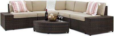 6-Piece Modular Wicker Sectional Conversation Set 