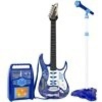 Best Choice Products Kids Electric Musical Guitar Toy Play Set w/ 6 Demo Songs, Whammy Bar, Microphone, Amp, AUX - Blue. Appears New