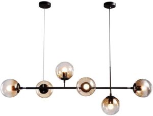 Modern Ceiling Pendant Lighting Adjustable Chandelier 6-Light Lamp Globe Glass