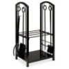 Steel Firewood Log Storage Rack & Tool Set w/ Kindling Holder - 33.5in. Appears New
