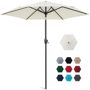 7.5ft Outdoor Market Patio Umbrella w/ Push Button Tilt, Crank Lift