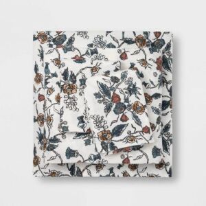 Threshold Printed Flannel Floral Sheet Set, Twin 