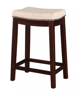 Linon Nail Head 26" Backless Counter Height Barstool Upholstered Seat 