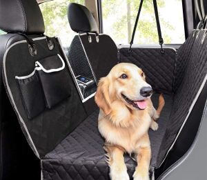 Pecute 100% Waterproof Car Seat Cover Hammock for Pets with Mesh Window, Scratch Proof