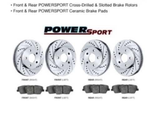 Fit 2006-2011 Honda Civic Front & Rear PSport Drill Slot Brake Rotors+Ceramic Pads