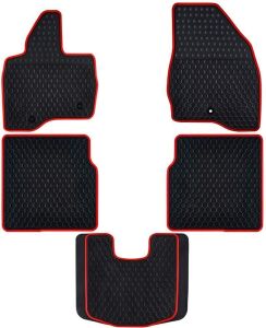 Heavy Duty Rubber Car Floor Mats for Ford Explorer 2017-2019, Black/Red