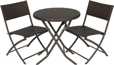 3pc Rattan Patio Bistro Set 