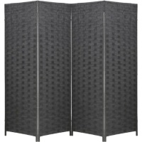 FDW&nbsp;Room Divider Wood Screen 4 Panel. Black. Appears New