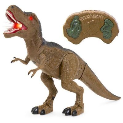 Lot of (5) 19in Kids Walking Remote Control T-Rex Dinosaur RC Toy Figurine w/ Light-Up Eyes, Realistic Sounds