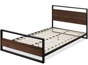 Metal Wood Platform Queen Bed Frame w/ Wooden Slats - Unsure if Hardware is Complete