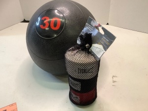 30 lb Excercise Ball, Pack of 3 Everlast Handwraps, Ecommerce Return