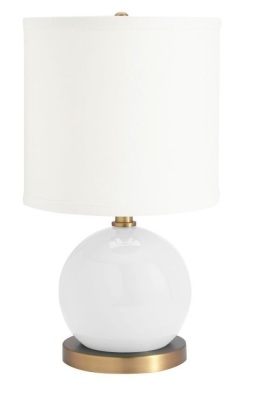 Potter Barn Mini Tilda Lamp, White, Small Paint Chips on Top of Ball, Ecommerce Return