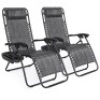Set of 2 Adjustable Zero Gravity Patio Chair Recliners w/ Cup Holders. Appear New