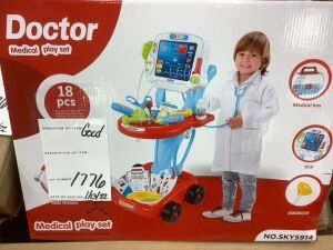 Play Doctor Kit for Kids, Boys & Girls with 17 Accessories, Mobile Cart