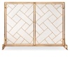 2-Panel Wrought Iron Geometric Fireplace Screen w/ Magnetic Doors - 44x33in, Appears New