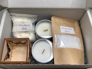 Lot of (5) Sheer Opulence Soy Candle Gift Box, (Fresh Linen), Appears New