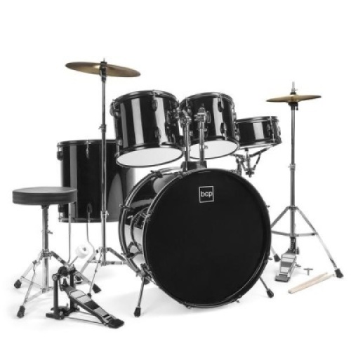 5-Piece Full Size Drum Set For Adults. Appears to have all the main pieces. Some of the hardware is loose. Unknown if all hardware is present