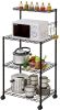 LENTIA 4-Tier Baker’s Rack Microwave Stand with Wire Mesh Shelves, 4-Side Hooks, 4 Wheel Casters ＆ Adjustable Leg Plug