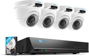 REOLINK 4MP 8CH PoE Security Camera System, 4pcs Wired 1440P Security IP Camera, 4K 8CH NVR with 2TB HDD for 24-7 Recording RLK8-420D4