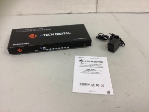 J-Tech Digital 4K HDMI 1x8 Splitter, Powers Up, E-Commerce Return