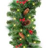 Lot of (2) 9ft Pre-Lit Christmas Garland w/ 50 Lights, Pine Cones, Berries