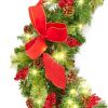 Pre-Lit Artificial Fir Christmas Wreath w/ LED Lights, Plug-In, PVC Tips