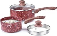 CSK Nonstick Saucepan Set with Lid, Pour Spout and Bakelite Handle, 1.5 Quart & 3 Quart, Stone Derived Coating