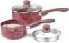 CSK Nonstick Saucepan Set with Lid, Pour Spout and Bakelite Handle, 1.5 Quart & 3 Quart, Stone Derived Coating