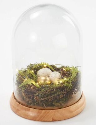 Lot of (2) Martha Stewart Illuminated Spring Nest Cloche