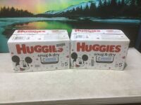 Lot of (2) Huggies Snug & Dry Baby Diapers, Size 5, 76 ct