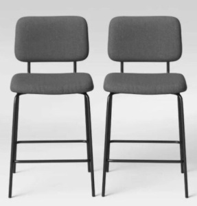 Room Essentials Square Back Upholstered Counter Stools, Set of 2, Appears New