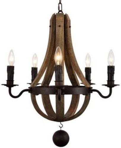 PHILOMENA American Rusted Wooden Pendant Lamp Antique Candle&nbsp;