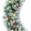 Lot of (2) Pre-Lit Pre-Decorated Garland w/ 200 Partially Flocked Tips, 50 Lights - 9ft
