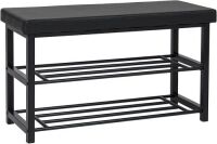2-Tier 220lb Capacity Steel Metal Storage Bench w/ Leather Top&nbsp;