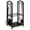 5-Piece Firewood Log Rack Holder Tools Set w/ Hook, Broom, Shovel, Tongs. Appears New&nbsp;