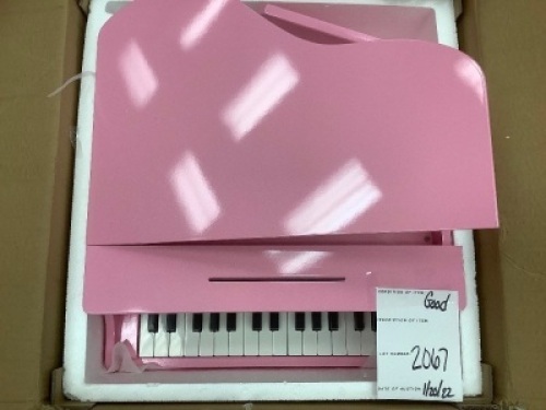 Kids Mini Wooden Grand Piano w/ Lid, Bench, Music Rack, Song Book, Stickers