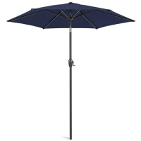 7.5ft Outdoor Market Patio Umbrella w/ Push Button Tilt, Crank Lift. Navy Blue. Appears New