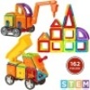 162-Piece Magnetic Building Block Tile Toy Set w/ Excavator Dump Truck. Appears New&nbsp;