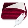Electric Heated Reversible Sherpa Blanket w/ 3 Heat Settings, Auto Shut Off. Burgundy. Appears New